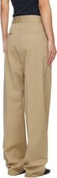 MSGM Beige Faille Pleats Trousers