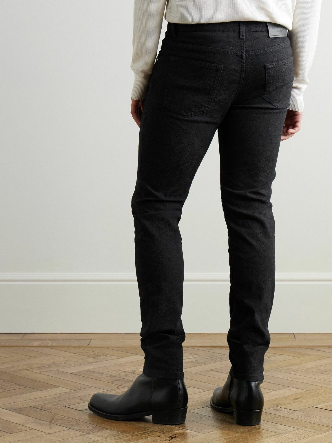 Etro - Slim-Fit Paisley-Jacquard Cotton-Blend Trousers - Black