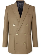 Balmain - Double-Breasted Wool-Twill Blazer - Brown