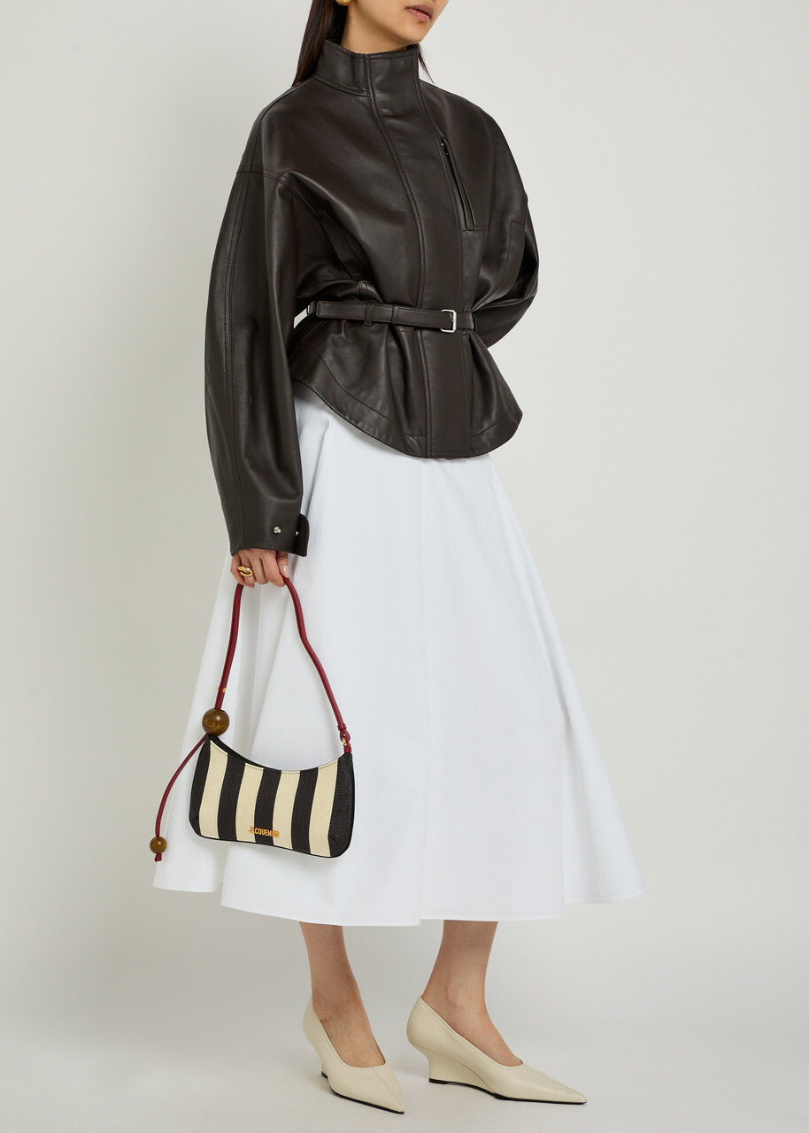 Jacquemus Le Blouson Ciro Belted Leather Jacket Dark Brown