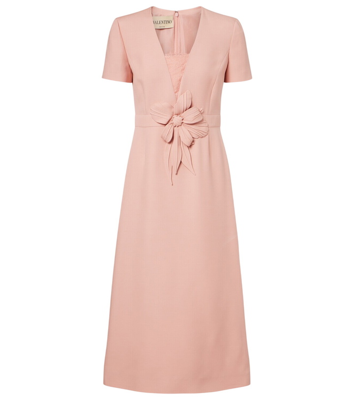 Photo: Valentino Crepe Couture floral-appliqué midi dress
