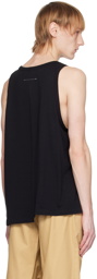 MM6 Maison Margiela Black Half-Ribbed Tank Top