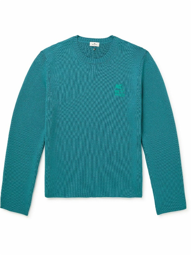 Photo: Etro - Logo-Flocked Virgin Wool Sweater - Blue
