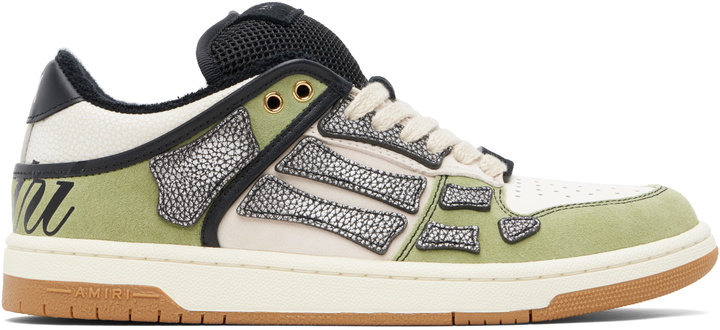 Photo: AMIRI White & Green XL Skel Top Low Sneakers