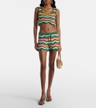 Bananhot Kim striped crochet cotton-blend shorts