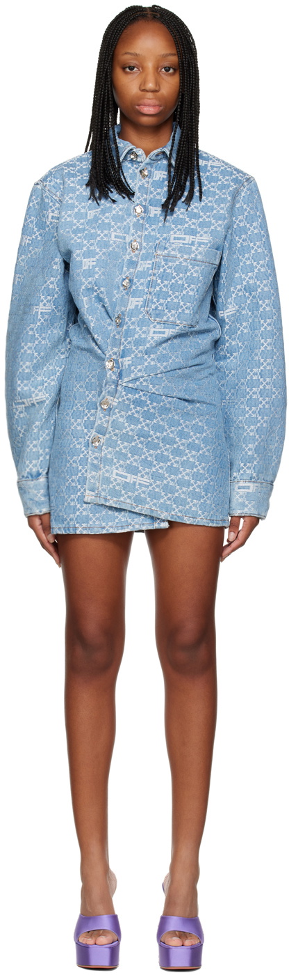 off white denim dress DENIM DOLL DRESS in BLUE for Women
