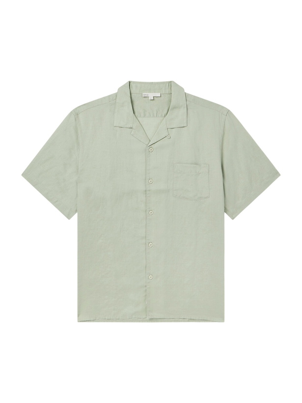 Photo: Onia - Convertible-Collar Linen and Lyocell-Blend Shirt - Green