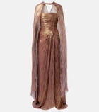 Marmar Halim Caped pleated bustier gown