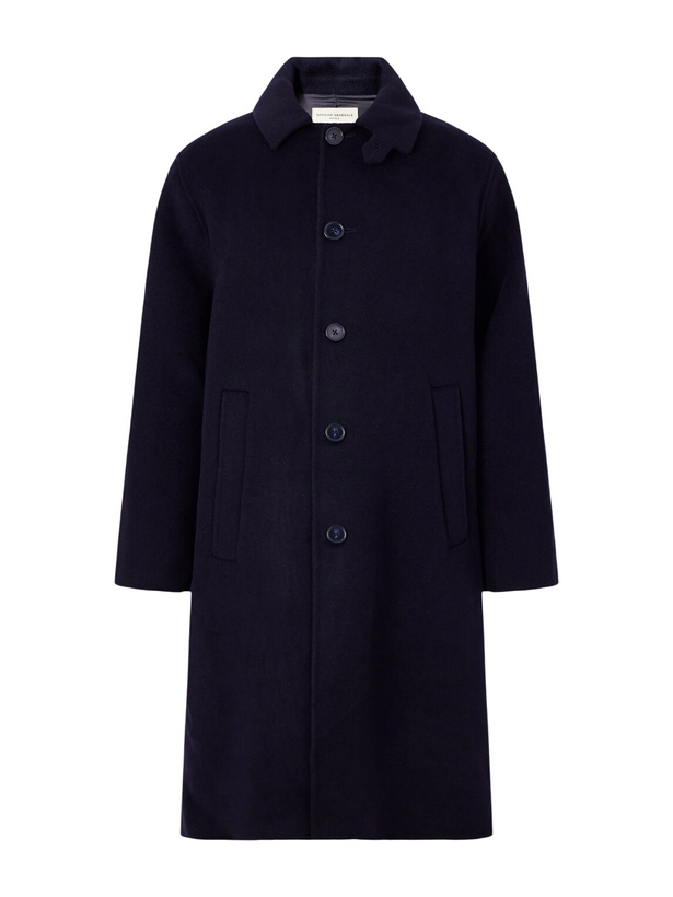 Photo: Officine Générale - Braxton Suede-Trimmed Wool Coat - Blue