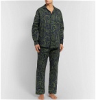 Desmond & Dempsey - Printed Cotton Pyjama Trousers - Green