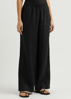 Eileen Fisher Wide-leg Linen Trousers Black