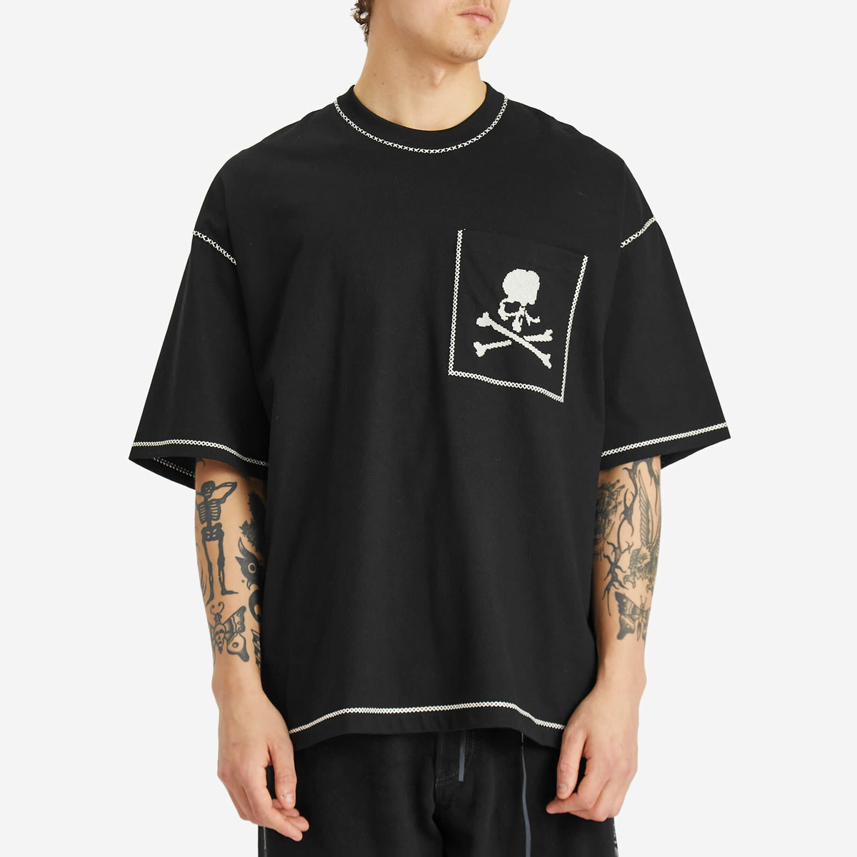 mastermind JAPAN Men's Cross-Stitch T-Shirt in Black