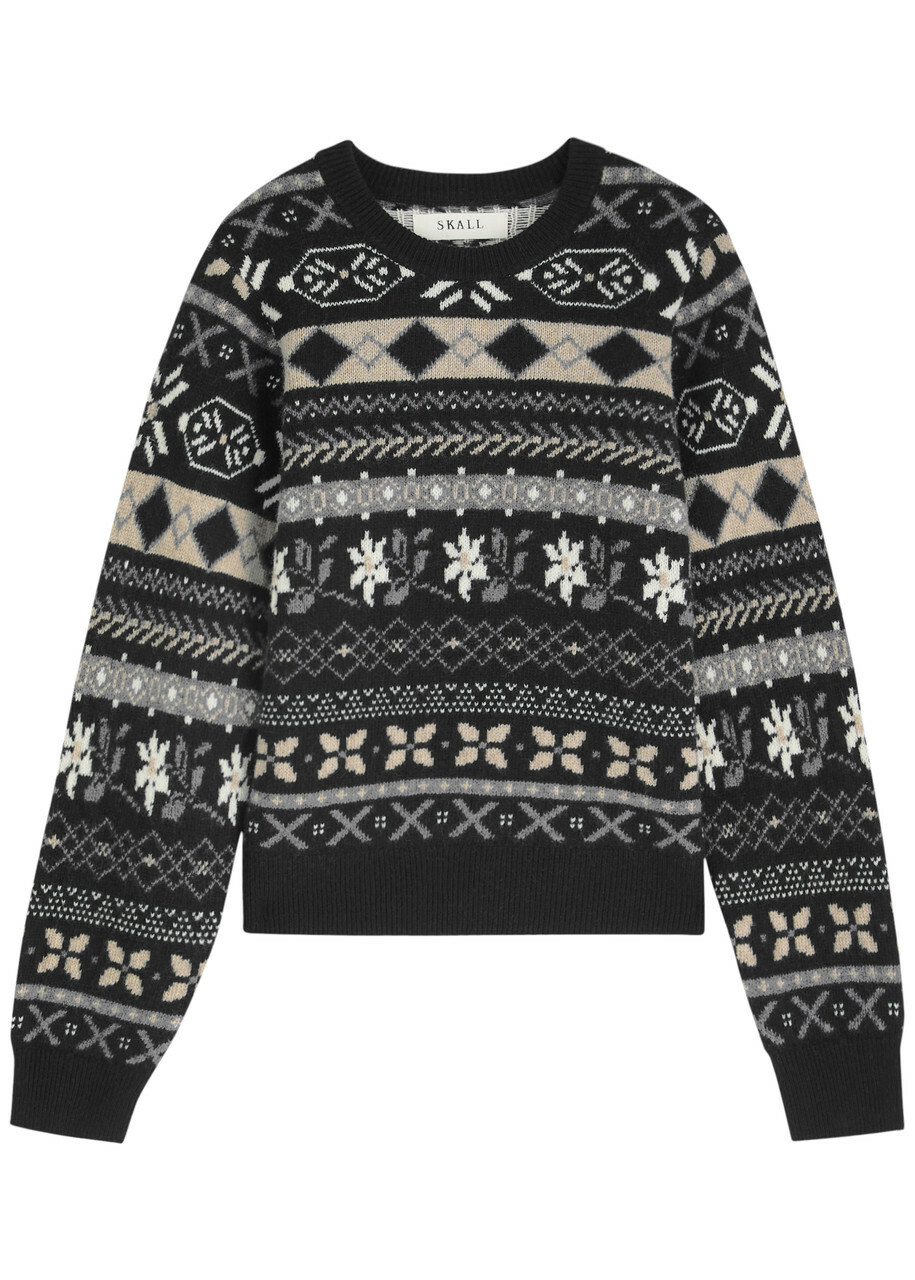 Skall Studio Ellinor Fair-Isle Wool Jumper Black Grey