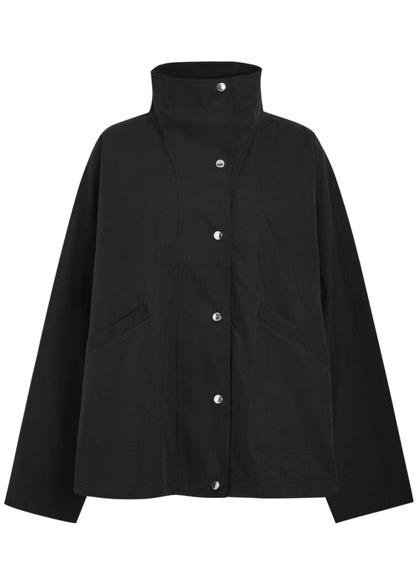 Photo: Toteme Funnel-neck Cotton-blend Poplin Jacket Black