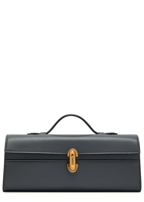 Photo: Savette Symmetry Slim Leather Pochette - Dark Blue - One Size