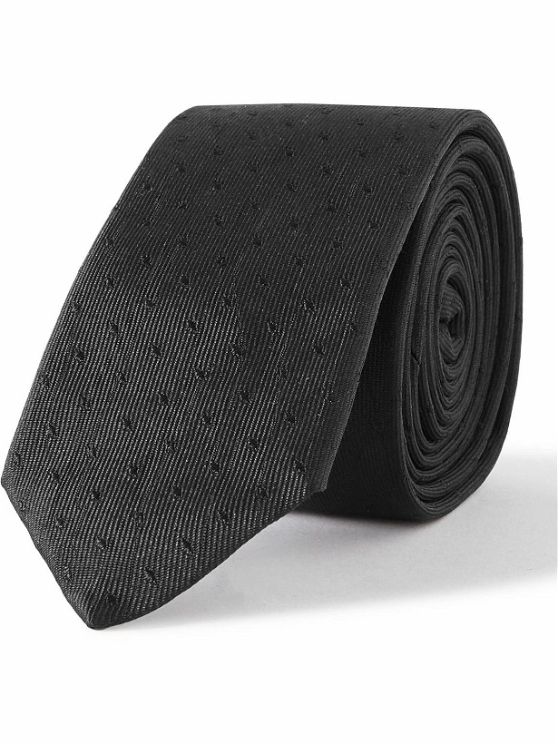 Photo: SAINT LAURENT - 5.5cm Embroidered Silk-Faille Tie - Black