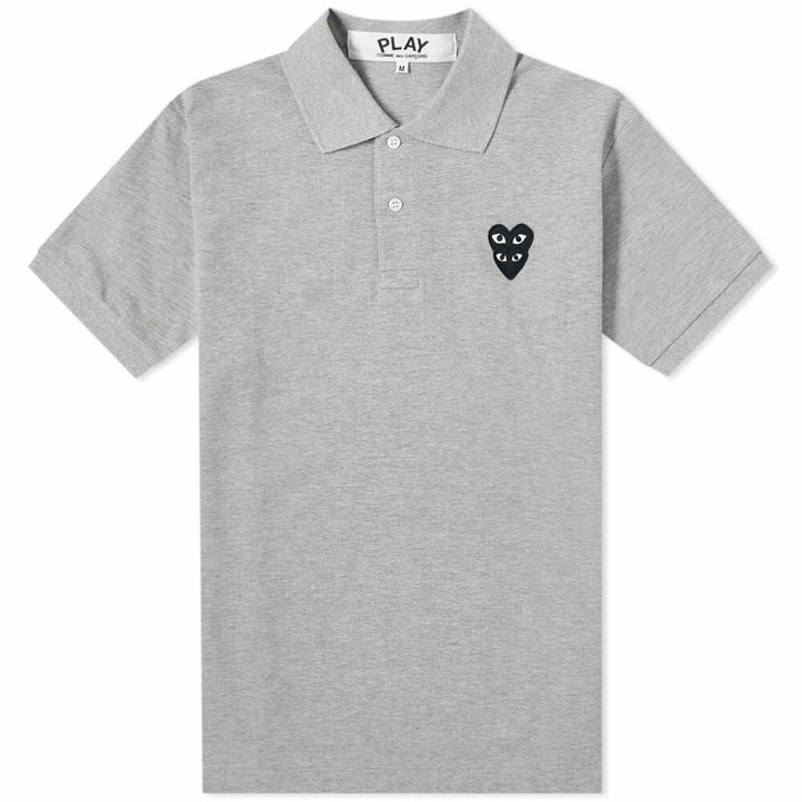 Photo: Comme des Garçons Play Men's Overlapping Heart Polo Shirt in Grey/Black