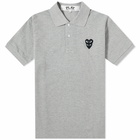 Comme des Garçons Play Men's Overlapping Heart Polo Shirt in Grey/Black