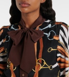 Gucci Printed tie-neck silk shirt dress