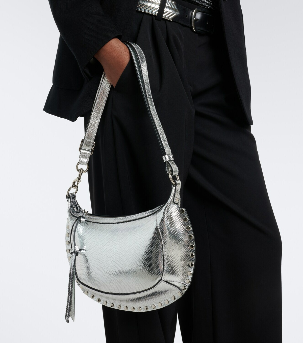 Isabel Marant Oskan Moon metallic leather shoulder bag