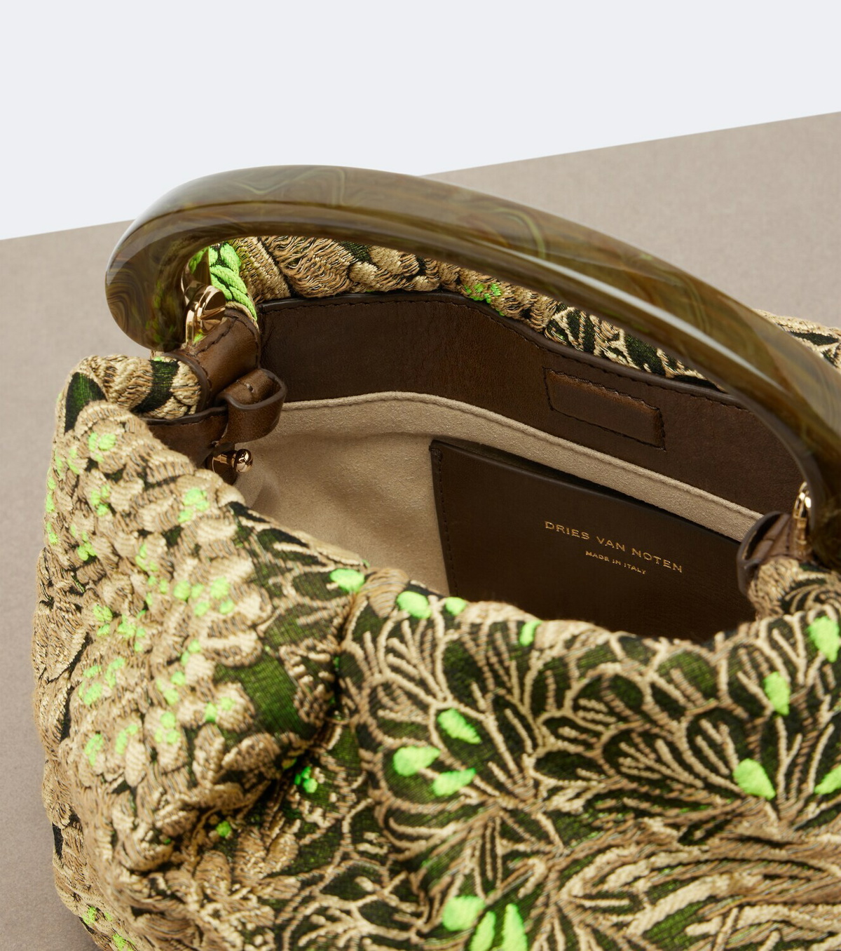 Dries Van Noten Small floral jacquard top-handle bag