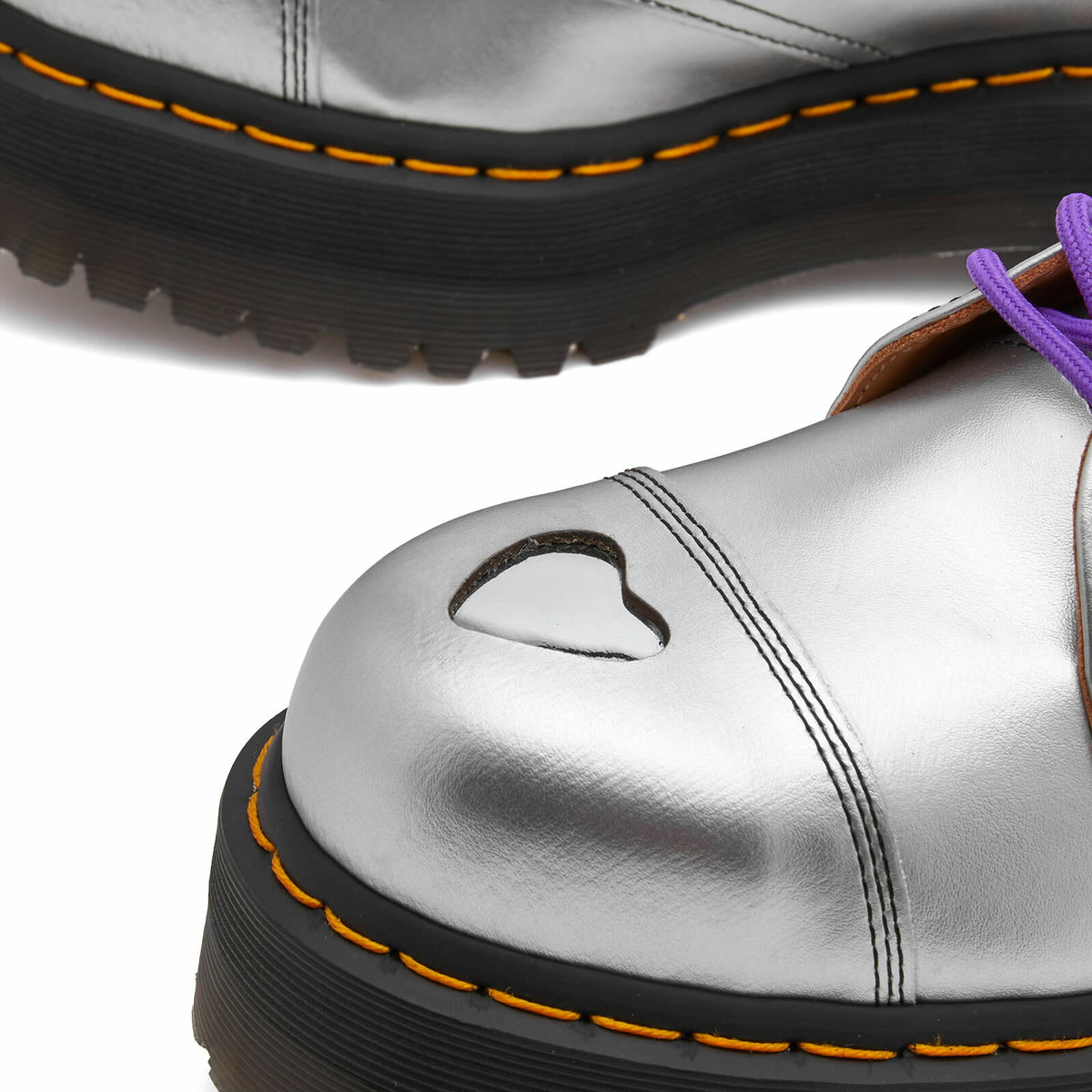 Dr Martens x MADEME 1461 QUAD★コラボ★3ホール★厚底★SILVER Silver Dr. Martens Edition 1461 Quad Derbys by MadeMe on Sale