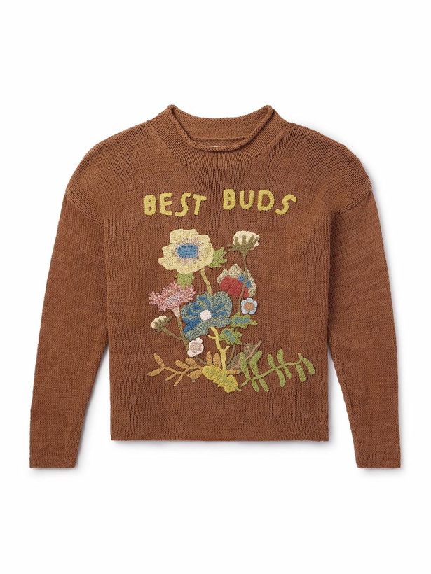 Photo: Story mfg. - Twinsun Embroidered Organic Cotton Sweater - Brown