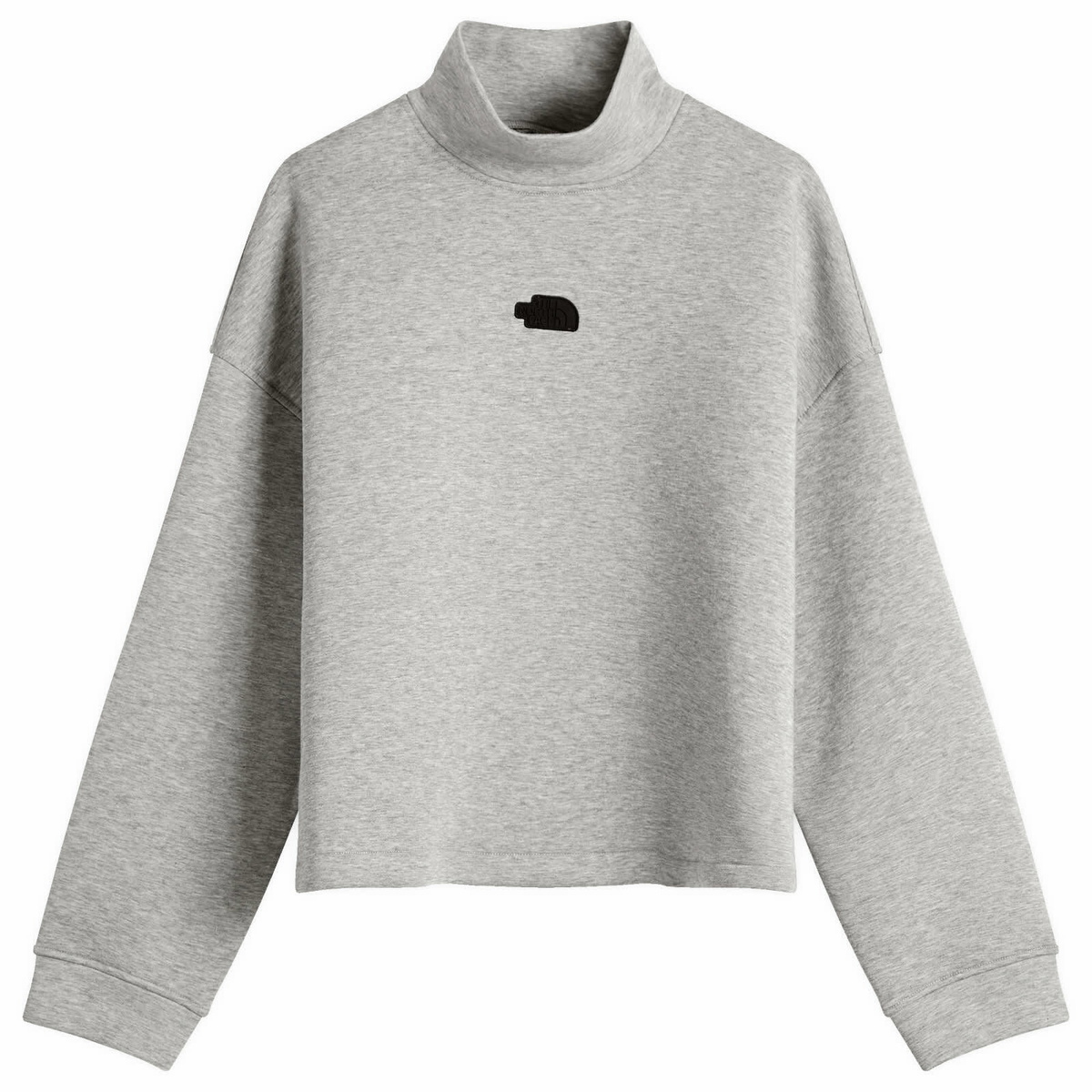 The North Face Women's Mock Neck Relaxed Sweatshirt in Metallic Silver Heather