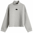 The North Face Women's Mock Neck Relaxed Sweatshirt in Metallic Silver Heather