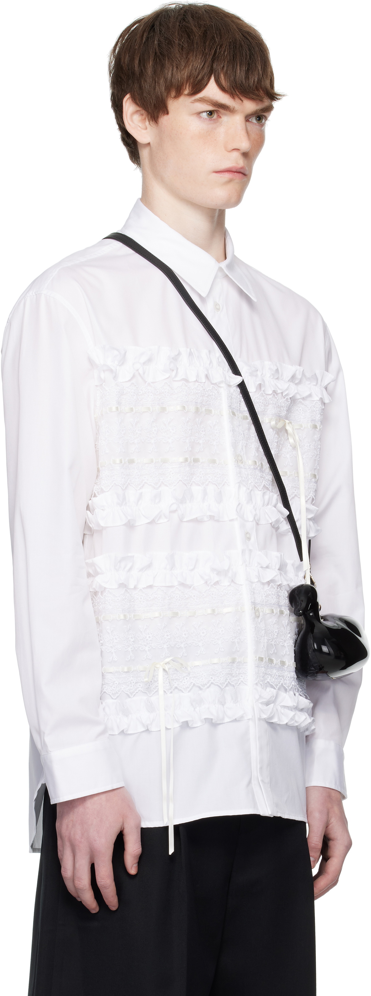 Simone Rocha White Lace Ribbon Trim Easy Shirt Simone Rocha