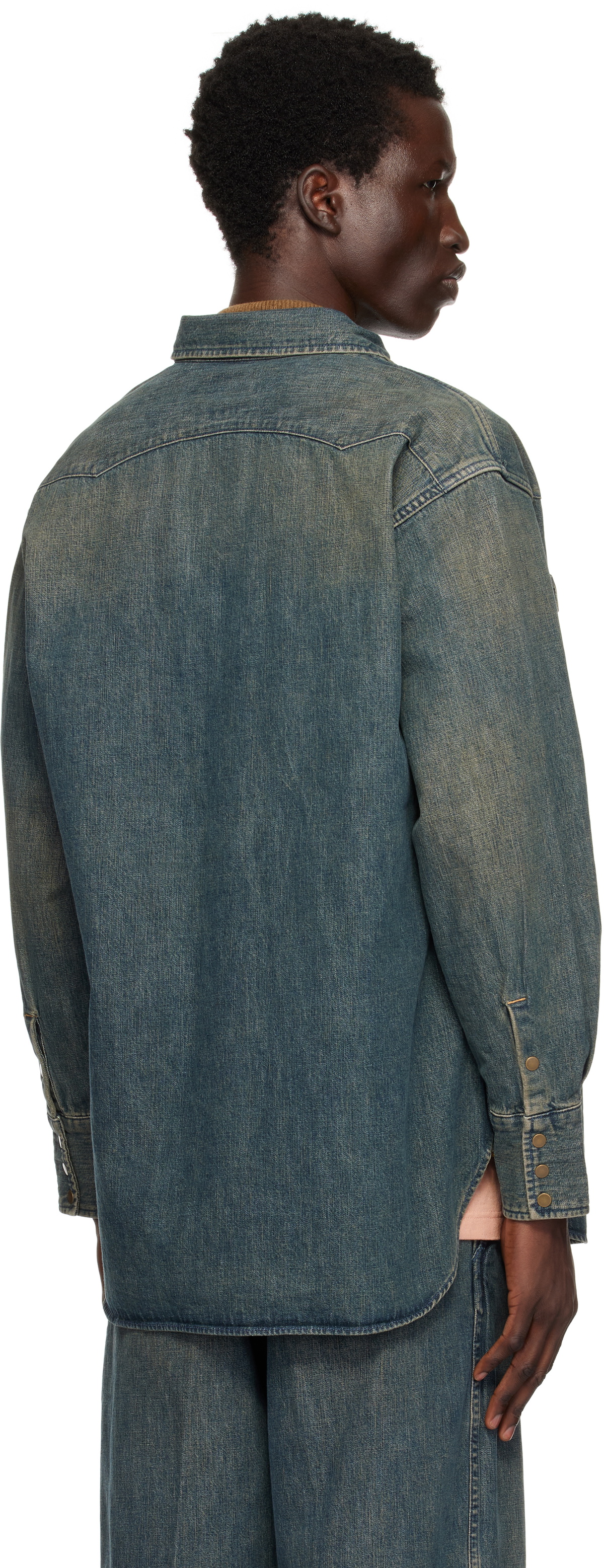 BEAMS PLUS Blue Western Double Dye Denim Shirt