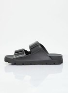 Prada Logo Plaque Leather Slides