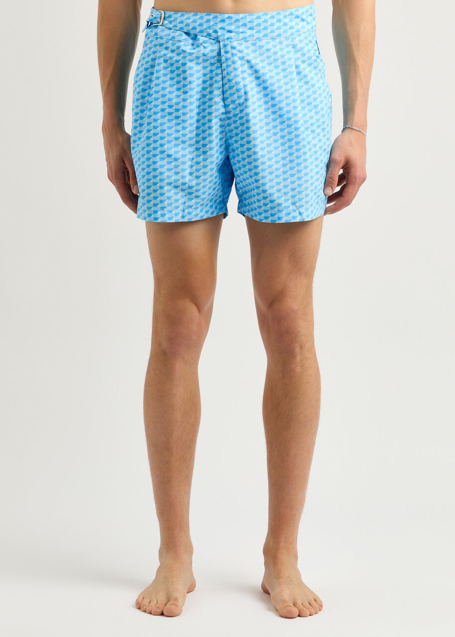 Gusari The London Printed Shell Swim Shorts Blue