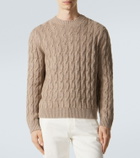 Zegna Cable-knit linen, cashmere, and silk sweater