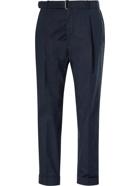 OFFICINE GÉNÉRALE - Hugo Tapered Belted Organic Cotton Suit Trousers - Blue