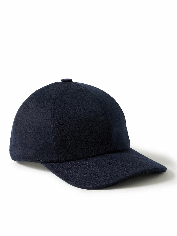 Photo: Dunhill - Logo-Embroidered Cashmere Baseball Cap - Blue