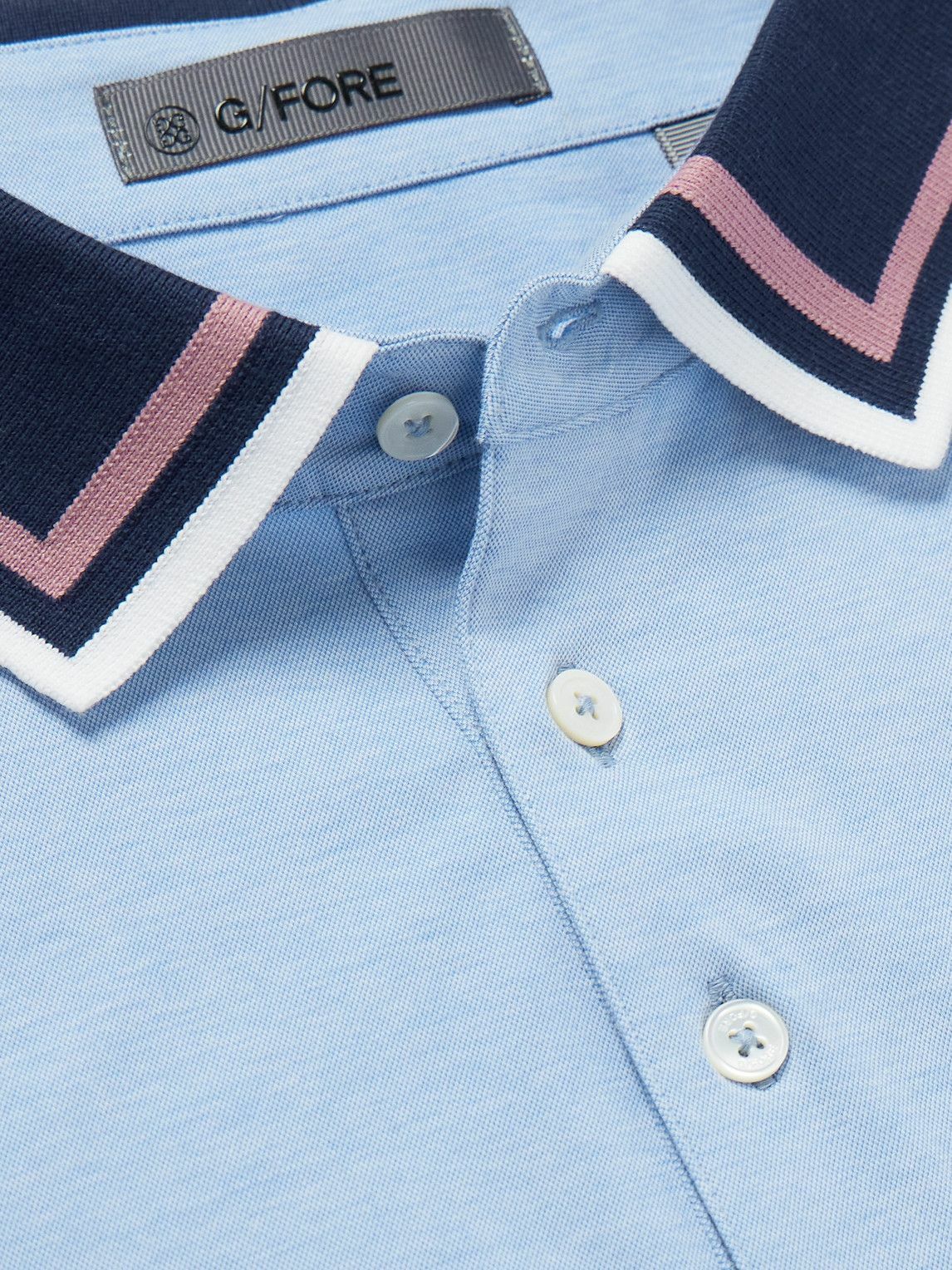 Mr P. - G/FORE Golf Striped Logo-Appliquéd Piqué Polo Shirt - Blue Mr P.
