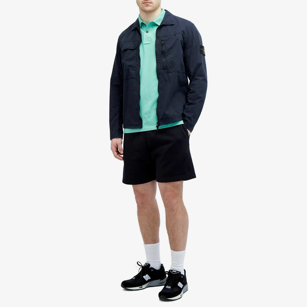 Stone Island Men's Patch Polo Shirt in Light Green