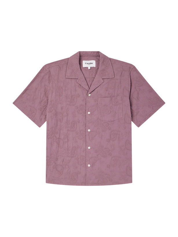 Photo: Corridor - Camp Collar Paisley-Embroidered Cotton Shirt - Purple