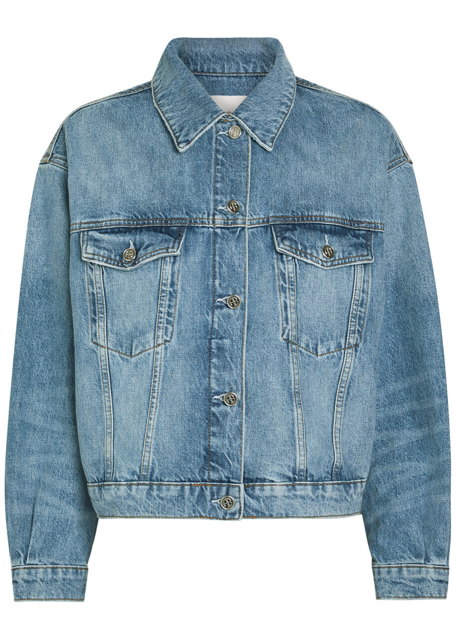 Anine Bing Quincy Panelled Denim Jacket Blue