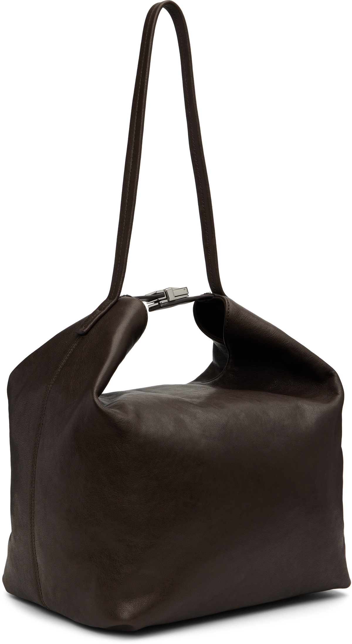 BY FAR Brown Maxi Bea Creased Leather Bag By Far