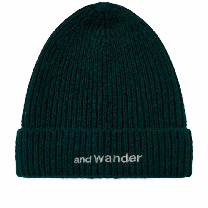 Photo: And Wander Men's Shetland Wool Beanie in Green
