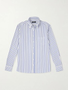 J. Mueser - Button-Down Collar Striped Cotton-Seersucker Shirt - Blue