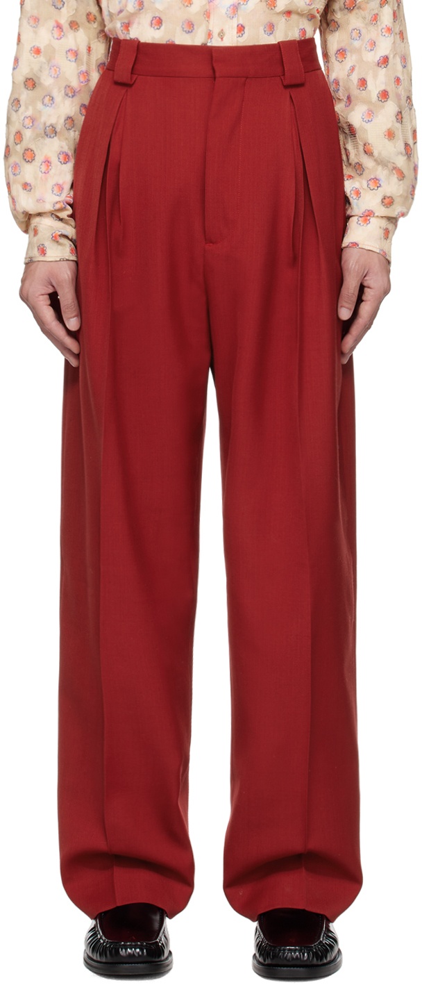Acne Studios Red Pleated Trousers Acne Studios