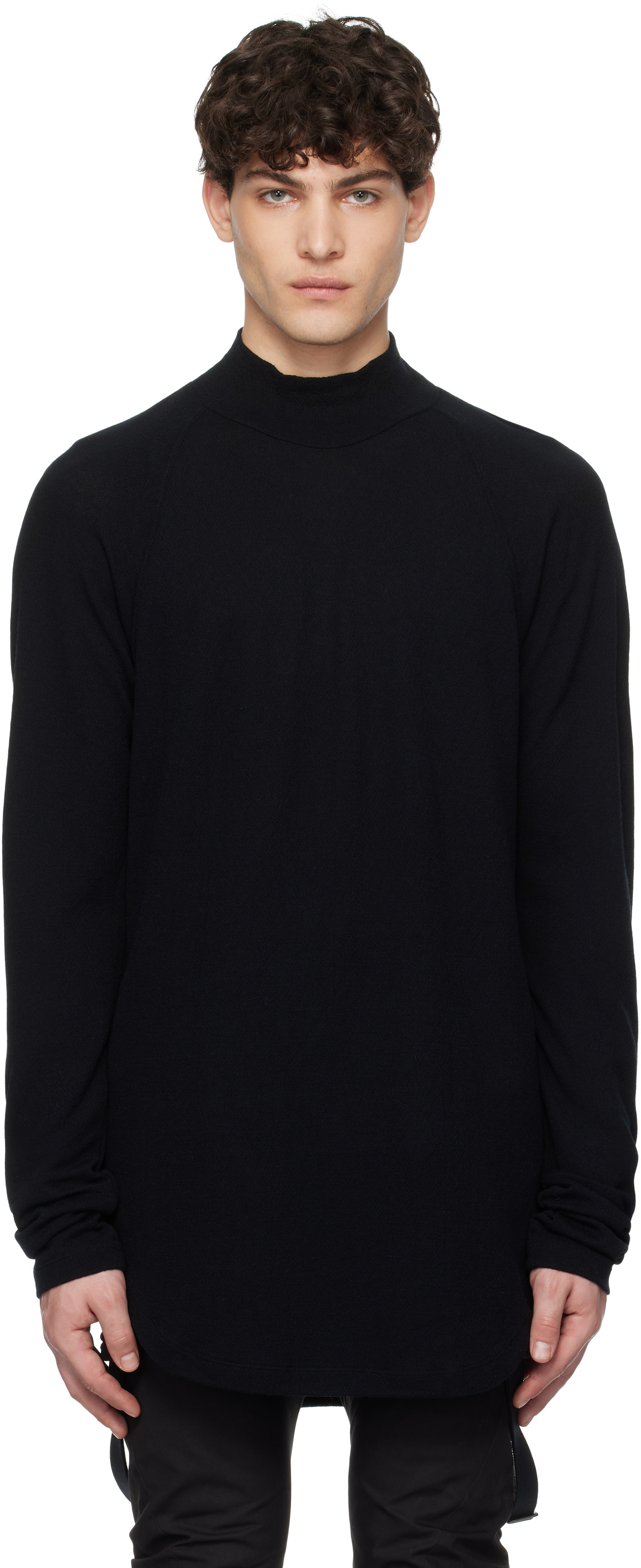 トップス JULIUS DRAPE TOP ver.2 BLACK Julius Black Draped Long Sleeve T-Shirt Julius