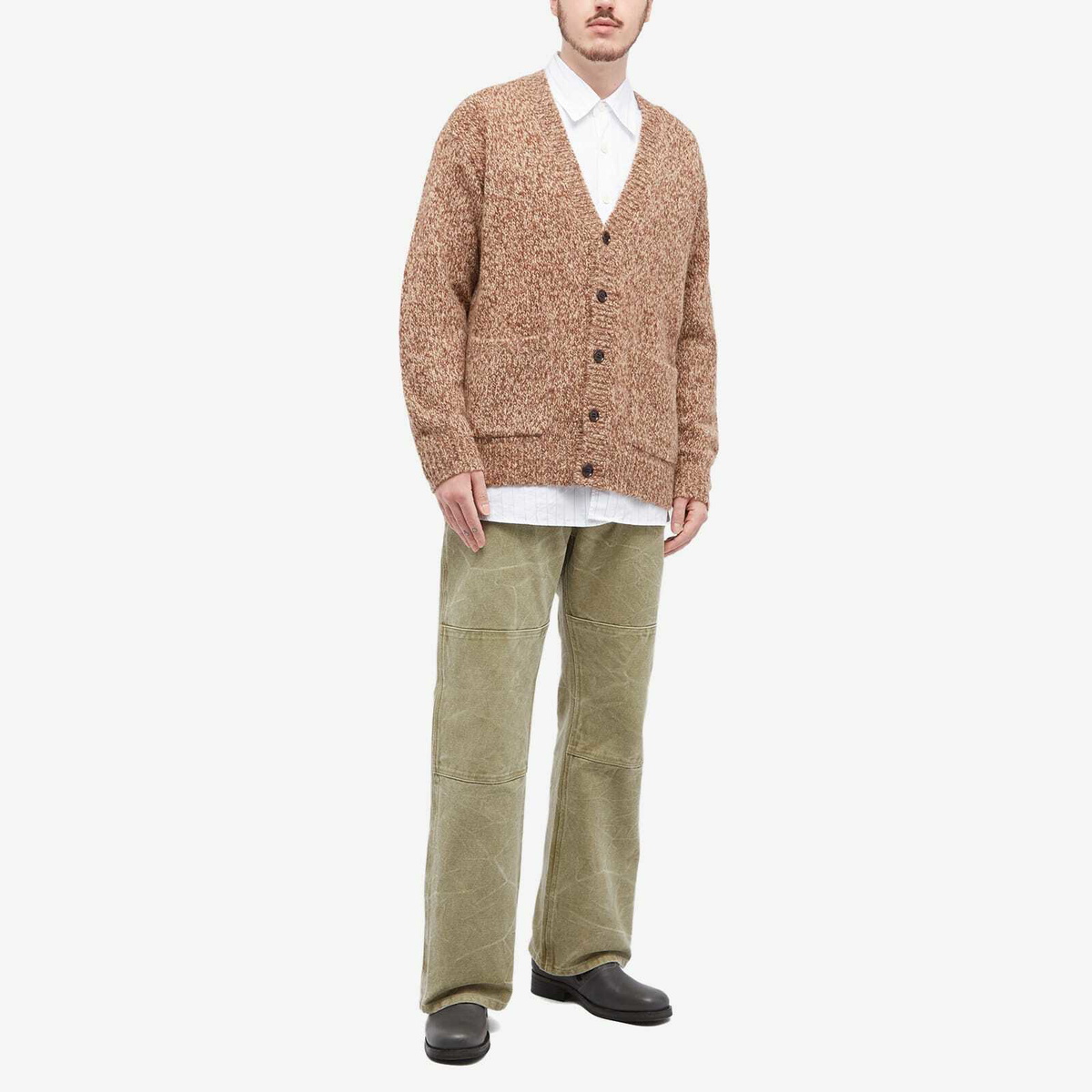 Dries Van Noten Men's Mounia Marl Cardigan in Brown Dries Van Noten