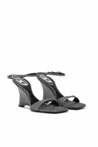 Diesel D-Amber-Wedge sandals in Lurex fabric - Sandals Womens in Silver