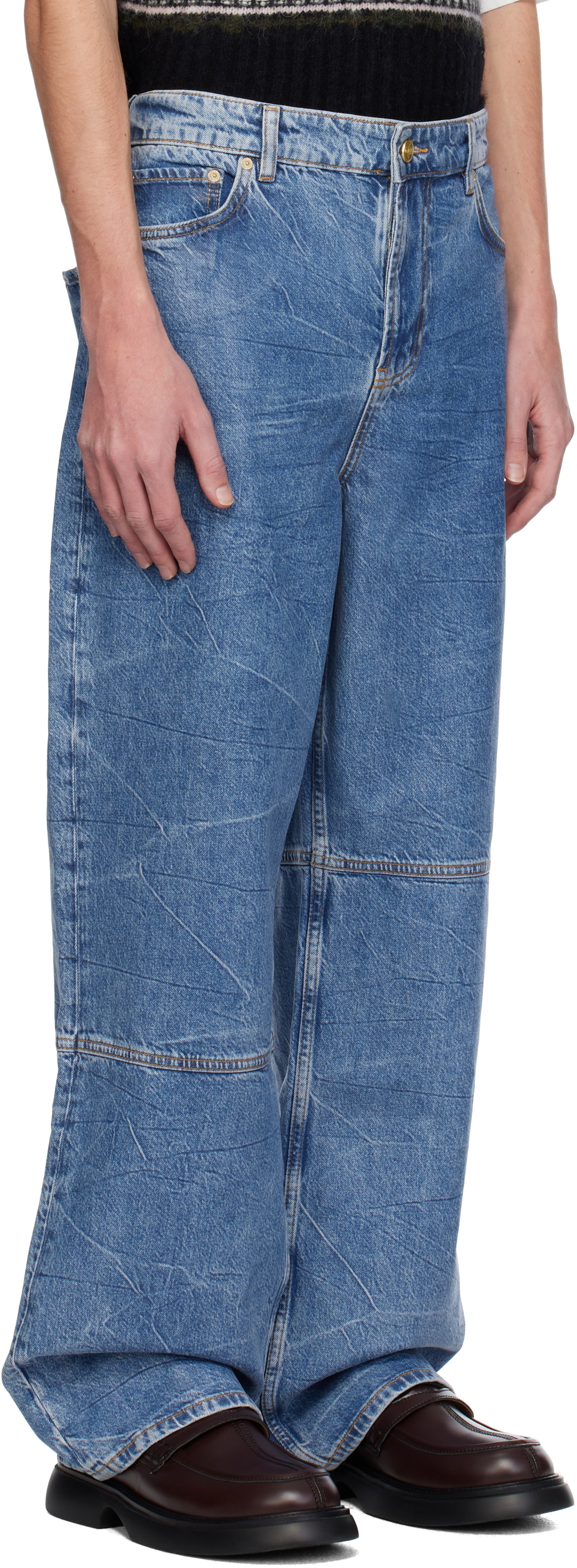 【関税込み】GANNI ブルー Izey ホイル ジーンズ Mid Blue Stone Blue Foil Izey Jeans | GANNI US