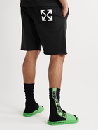 Off-White - Straight-Leg Logo-Print Cotton-Jersey Shorts - Black