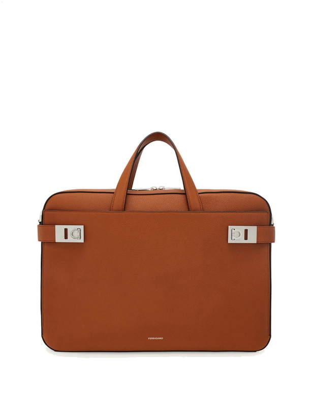 Photo: Ferragamo Mens Briefcase with Hug buckle (M) in Brown
